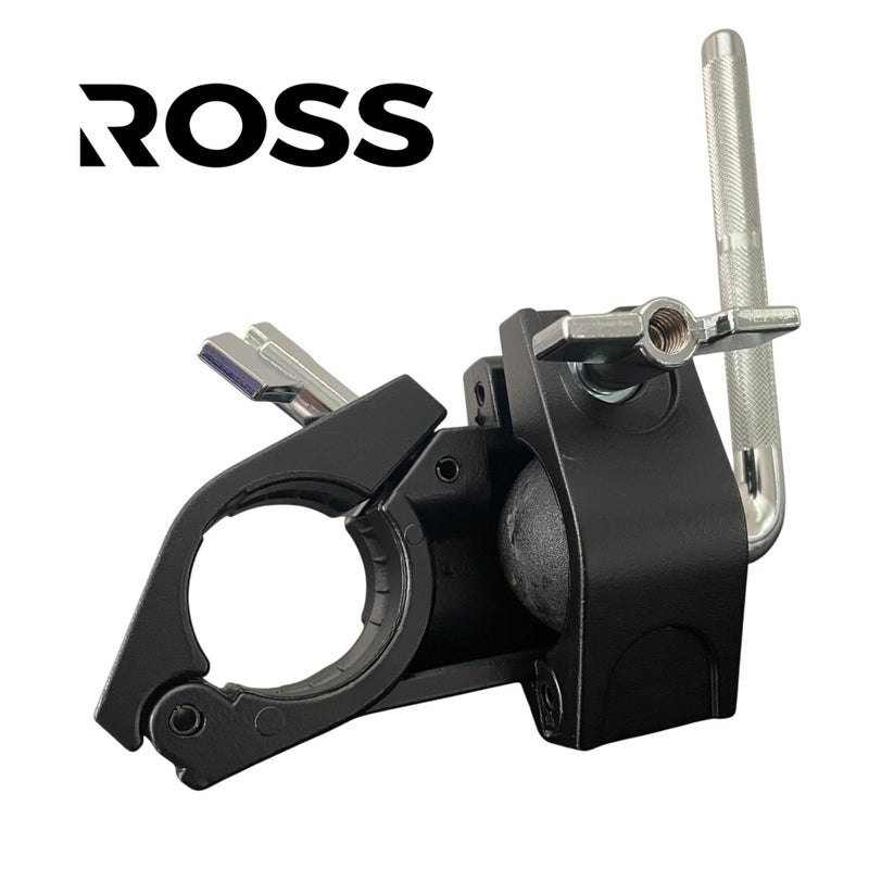 ROSS Drumheads مشبك حامل الطبول ROSS بقرص 1.5 بوصة متعدد الاستخدامات قابل للتعديل مع جرس بقري وتركيب ملحقات مع قضيب L دوار بقطر 10.5 مم وكرة مفصلية - معدات طبل ثقيلة لتحضير الطبول، كتلة الجاز، وسادة الطبول الإلكترونية - Image 4
